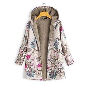 Women's Winter Jacket Fleece Jacket Sherpa Jacket Teddy Coat Daily Going out Fall Winter Regular Coat V Neck Loose Fit Warm Retro Casual Jacket Long Sleeve Tre