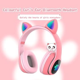 L400 LED Flash Cute Cat Ears Headphone With Microphone Bluetooth Earphone Over-Ear Wireless Music Gaming Player Over-Ear Wireless Headset Valentine's Day Gift