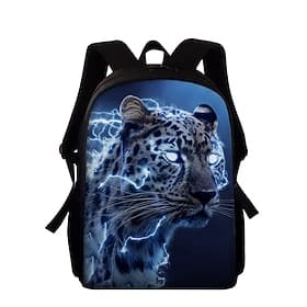 Teen Boys Electric Leopard Backpack, Fierce 3D Animal Print School Bag with Lightning Galaxy Design for Back to School, Travel  Daily Use