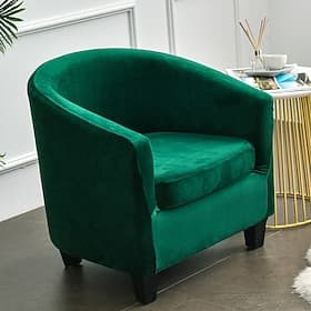 Velvet Club Chair Barrel Chair Slipcover Tub Chair Cover with Seat Cushion Cover Non Slip Furniture Protector Couch Cover with Elastic Bottom for Hotel Bar,Sag