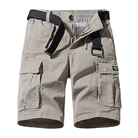 Men's Cargo Shorts Hiking Shorts Military Summer Outdoor 10 Ripstop Quick Dry Front Zipper Multi Pockets Shorts Bottoms Knee Length Black Army Green Cotton Hun