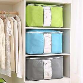 Quilt Storage Bag Moisture  Dust Proof Closet Organizer Non-Woven Blanket Pillow Storage Large Mobile Clothe Visible Bag