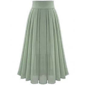 Women's Skirt Swing Work Skirts Long Skirt Maxi Skirts Pleated Patchwork Solid Colored Office / Career Autumn / Fall Chiffon Satin Elegant Basic Summer Black P
