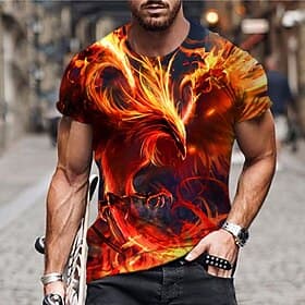 Herren Unisex Grafikdrucke Flamme Phönix T Shirt Kurzarm T-Shirt 3D-Druck Rundhalsausschnitt Hemd Sport Designer Lässig Outdoor Straße Täglich Rote Sommer Bekl