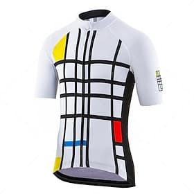 Homme Maillot de cyclisme À carreaux Drôle Manche Courte Cyclisme Maillot Top avec 3 poches arrière VTT Vélo tout terrain Cyclisme sur route Séchage Rapide Ban