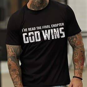 Men's Short Sleeve Graphic T-Shirt: 'I'VE READ THE FINAL CHAPTER GOD WINS' Christian Faith Tee