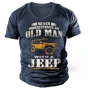 Herren kurzes grafisches T-Shirt Unterschätze niemals einen alten Mann mit einem Jeep  Off-Road  Lifestyle-Enthusiast T-Shirt