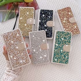 Phone Case For Samsung Galaxy S26 Ultra Plus S25 S24 S23 S22 S21 FE S21 Ultra Plus S20 A55 5G A35 5G Wallet Case Bling Rhinestone with Phone Strap Glitter Shin
