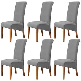 6 Pcs Velvet Plush XL Dining Chair Covers, Burgundy Stretch Chair Cover, Spandex High Back Chair Protector Covers Seat Slipcover with Elastic Band for Dining R