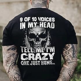 Men's Graphic Skull Letter T Shirt Funny T Shirts Short Sleeve T shirt 3D Print Crew Neck Shirt Fashion Basic Classic Street Casual Daily Black White Blue Summ