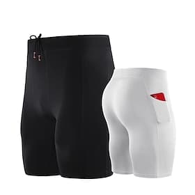 Men's Running Tight Shorts Compression Shorts Yoga Shorts Spandex Shorts Drawstring with Phone Pocket Base Layer Athletic Summer Spandex Quick Dry Soft Moistur