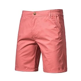 Men's Shorts Chino Shorts Bermuda shorts Work Shorts Pocket Elastic Waist Plain Comfort Knee Length Casual Daily Holiday Streetwear Stylish Black Pink Micro-el