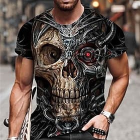 Skull Men's Unisex Skull Graphic Prints T shirt Shirt Short Sleeve T shirt 3D Print Crew Neck Shirt Sports Designer Outdoor Street Daily Summer Clothing Appare
