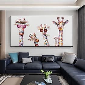 Oil Painting Hand Painted Horizontal Animals Modern Rolled Canvas (No Frame)