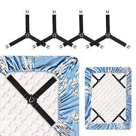 4 Pcs/Set Bed Sheet Fasteners Clips - Elastic Bed Sheet Holder Straps, Mattress Cover Grippers, Quilt and Blanket Organizers