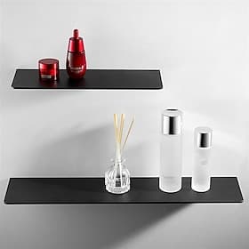 Bathroom Shelf Self-adhesive Bath Storage Rack 30-50cm Modern Space Aluminum Rust-proof Bathroom Organizer Wall Shelf (Black/White)