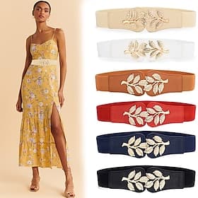 Women's Wide Belt Corset Belt Canvas Metal Bucke Geometric Cord Wowen Formal Work Daily Black White Red Navy Blue