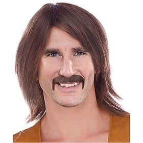 Brown Hippie Wig with Mustache Sonny Wig and Mustache Hippie Wigs for Men Hippie Wig Costume 60s Hippie Wig Halloween Wigs