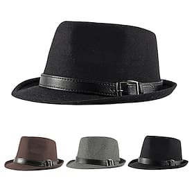 Men's Kentucky Derby Hat Fedora Hat Brim Hat Black Brown Polyester Sports  Outdoors Casual Simple Style Party / Evening Daily Holiday