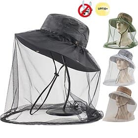 Chapeau de soleil Chapeau de randonnée Filet de tête de moustique Chapeau Patchwork Motif Portable Anti-Moustique Antiradiation Été Printemps Hiver Homme Femme