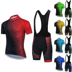 Kurzarm-Radtrikot für Herren mit Trägerhose blau Fahrrad 3D-Pad atmungsaktiv schnell trocknend Sportbekleidung Bekleidung
