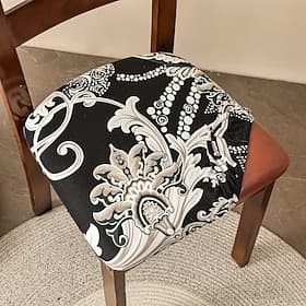 Dining Chair Seat Covers  Stretch Printed Chair Seat Covers Set of 2 Removable Washable Upholstered Chair Seat Protector Cushion Slipcovers for Kitchen Office