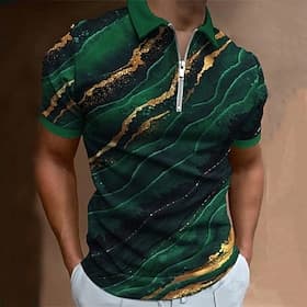 Herren Grafik Poloshirts mit Reißverschluss Golfshirt Kurzarm Polo-Shirts Hemden mit Kragen Lässig Urlaubskleidung Rave-Kleidung Party-Outfits 3D-Druck Viertel
