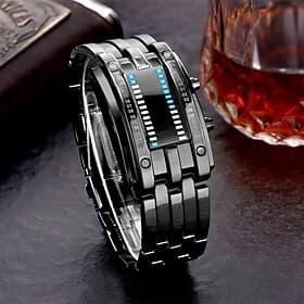 Digital Watch Gift for men Cool Fashion Wristwatch LED Light Stainless Steel Sports Bracelet Male Wrist Watch