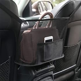 Car Net Pocket Handbag Holder – Durable Polyester Hanging Organizer Between Front Seats for Purse, Documents