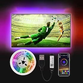 TV LED Backlight Strip Light Waterproof USB RGB 5M 16.4ft with APP Bluetooth, Pool Light Strip16 Million Color Changing SMD 5050 for TV PC Monitor Gaming Room
