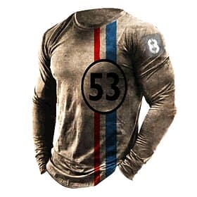 Men's Unisex Striped Graphic Prints T Shirt Distressed T Shirt Long Sleeve T shirt 3D Print Crew Neck Shirt Lightweight Classic Casual Daily Outdoor Holiday Bl
