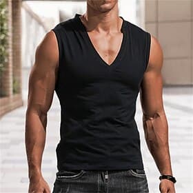 Men's Tank Top Vest Top Undershirt Sleeveless Shirt Sleeveless V Neck Spring  Summer Solid Color Fashion Designer Casual Daily Beach Gym White Top Tee for Men