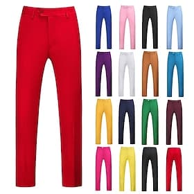 Hombre Pantalones pantalones de traje Chinos Bolsillo Plano Al Aire Libre Transpirable Casual Diario Negocio Clásico Retro Antiguo Negro Blanco Elástico