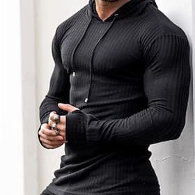 Men's Hoodie Blue Black Camel Purple Hooded Solid Color Lace up Streetwear Sports  Outdoor Polyester Cool Casual Big and Tall Spring Fall Clothing Apparel Hood