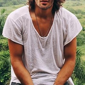 Hombre Camiseta Manga Corta Cuello Barco Primavera verano Plano Moda Casual Cómodo Crudo Playa Calle Festivos Blanco Camiseta superior para hombre