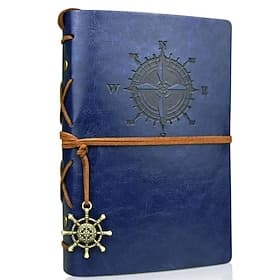 Travel Journal Notebooks Vintage PU Leather Note Book Quality Paper No Lines Thick and Smooth to Write in A6 Refillable Notebook 7 by 5 Inches 80 Sheets, Back