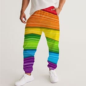 Men's Sweatpants Joggers Trousers Drawstring Side Pockets Elastic Waist Rainbow Graphic Prints Comfort Breathable Sports Outdoor Casual Daily Streetwear Design