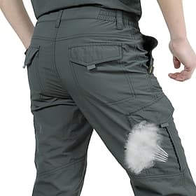 Men's Cargo Pants Cargo Trousers Hiking Pants Embroidered Elastic Waist Solid Color Breathable Quick Dry Work Streetwear Stylish Casual Black Army Green