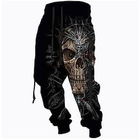 Men's Sweatpants Joggers Trousers Drawstring Side Pockets Elastic Waist Skull Graphic Prints Comfort Breathable Sports Outdoor Casual Daily Cotton Blend Terry