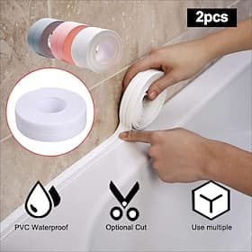 2PCS Caulk Strip Tape PVC Self-Adhesive Decorative Sealing Tape Used for Kitchen Sink Toilet Bathroom Bathtub Floor Wall Edge 0.87''10.5ft/2.2320cm