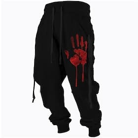 Men's Sweatpants Joggers Trousers Drawstring Side Pockets Elastic Waist Graphic Prints Hand Comfort Breathable Sports Outdoor Casual Daily Cotton Blend Terry S
