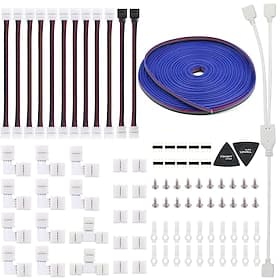 DIY LED Llight Bar Connector Kit is Applicable to 5050 10mm 4-pin Including 8 Kinds of Solderless LED Light Bar Accessories Providing Most Parts
