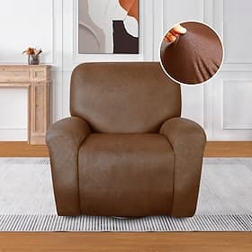 Recliner Covers Stretch Leather Sofa Cover, Reclining Chair Covers for 1 Seater  Reclining Sofa, Single Seat Recliner Couch Cover Set Of 4 Pcs, Soft Spandex Ma