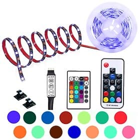 bande lumineuse led usb barre lumineuse couleur rgb 14-95 pouces tv rétroéclairage mésange comprenant 24 touches ir 17 touches rf contrôleur pc affichage chamb