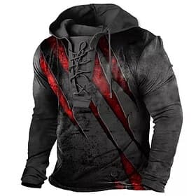 Men's Color Block Gothic Horror Graphic Prints Hoodie Hoodies Sweatshirt Streetwear Designer Casual Big and Tall Long Sleeve Hooded Casual Daily Streetwear Spo