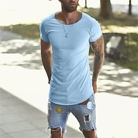 Men's T Shirt Short Sleeve Crew Neck Summer Plain Sports Fashion Lightweight Casual Vacation Holiday White Top Tee for Men