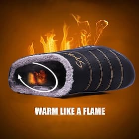 Men's Slippers Anti-slip House Winter Slippers Flush Warm Flip-Flops Daily Home Walking Shoes Cotton Warm Non-slipping Black Dark Blue Winter