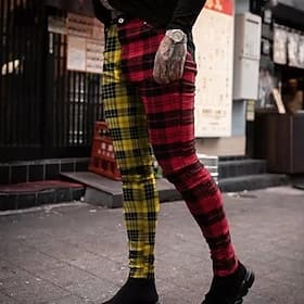 Homme Pantalon Chino Pantalons de Jogging Pantalon habillé à carreaux Ecossais à Carreaux Confort Doux Bureau Entreprise Vêtement de rue Casual Chic Rouge Viol
