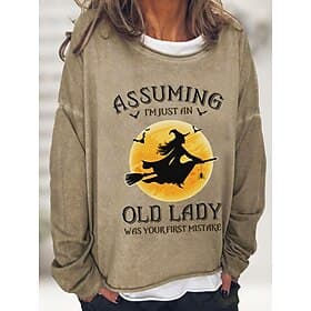Women's Pullover Cotton Blend Letter Casual Print Basic Casual Loose Fit Crew Neck Long Sleeve Micro-elastic Spring Fall Fall  Winter