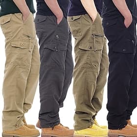 Men's Cargo Pants Cargo Trousers Trousers Work Pants Elastic Waist Multi Pocket Plain Comfort Soft Casual Daily Streetwear Sports Fashion Gray Green Khaki Micr